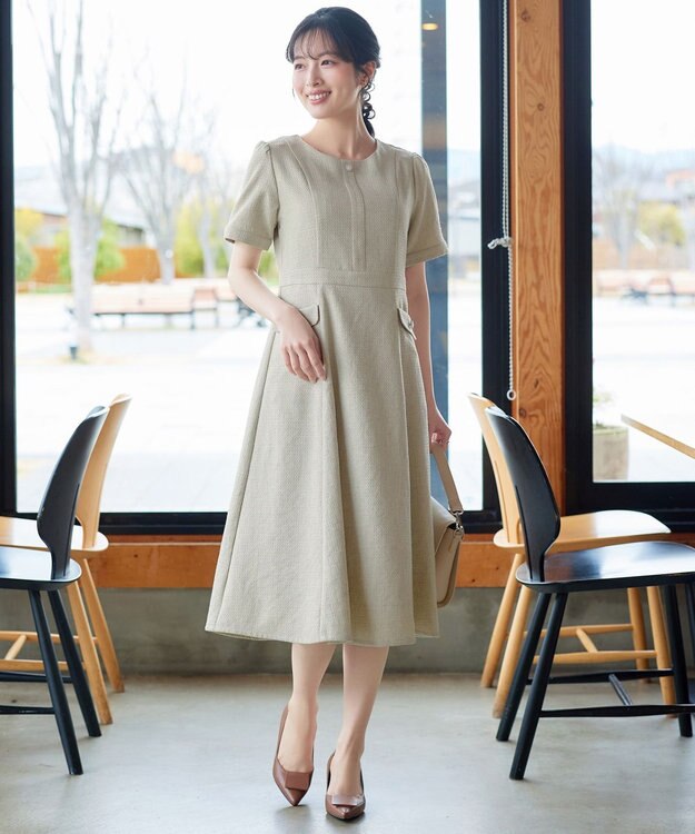 Tiaclasse 半袖サマーツイードワンピース ミント