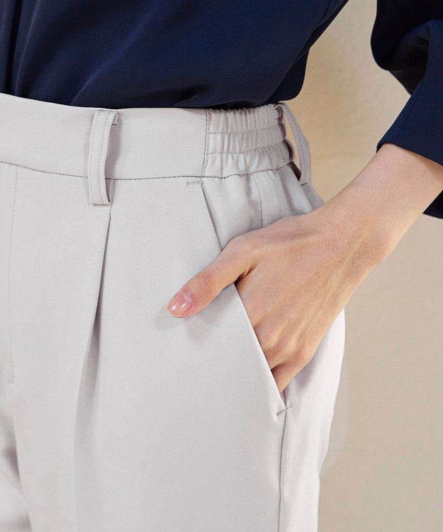 Tiaclasse 【小倉優子さん着用・ダブルクロス・洗える】テーパードパンツ グレージュ