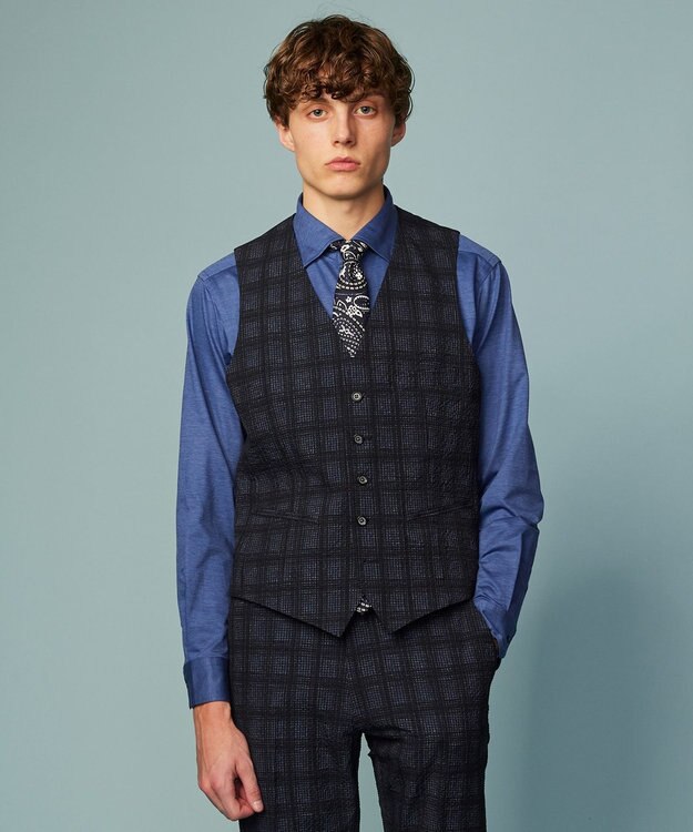 JOSEPH ABBOUD 【ストレッチで快適な着心地・イージーケア】ジャージー シャツ ダルブルー系