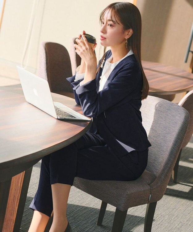 Tiaclasse 【小倉優子さん着用・ダブルクロス・洗える】テーパードパンツ ネイビー