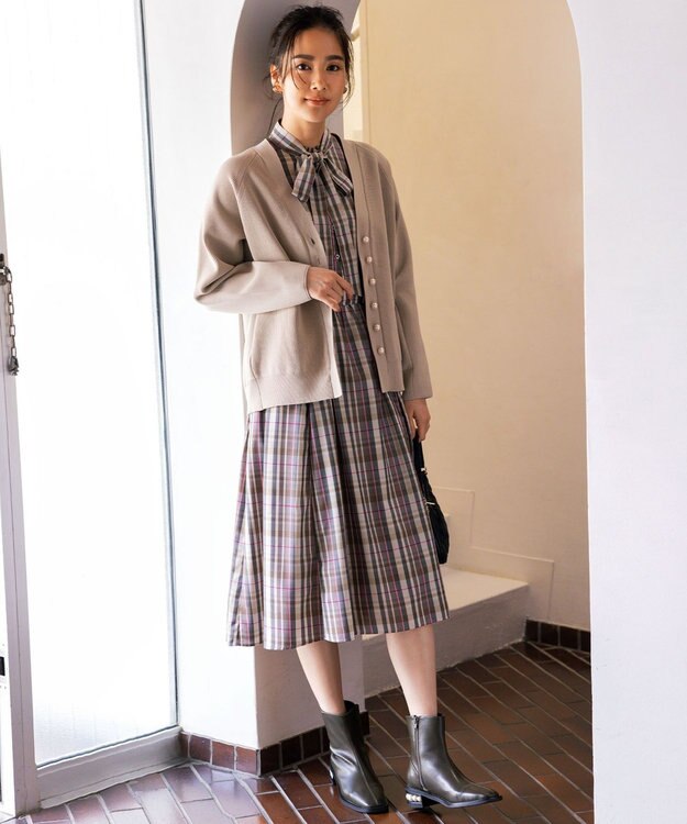 組曲 【洗える・軽量】スポンディッシュニット カーディガン ベージュ系