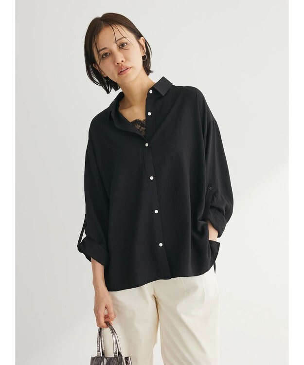 Green Parks ワッシャーシアーシャツ Black