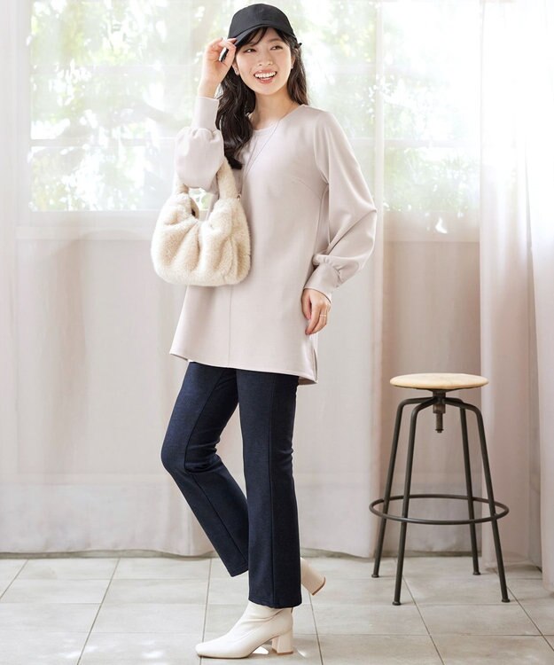 Tiaclasse 【洗える】ボンディングパフスリーブチュニック エクリュ