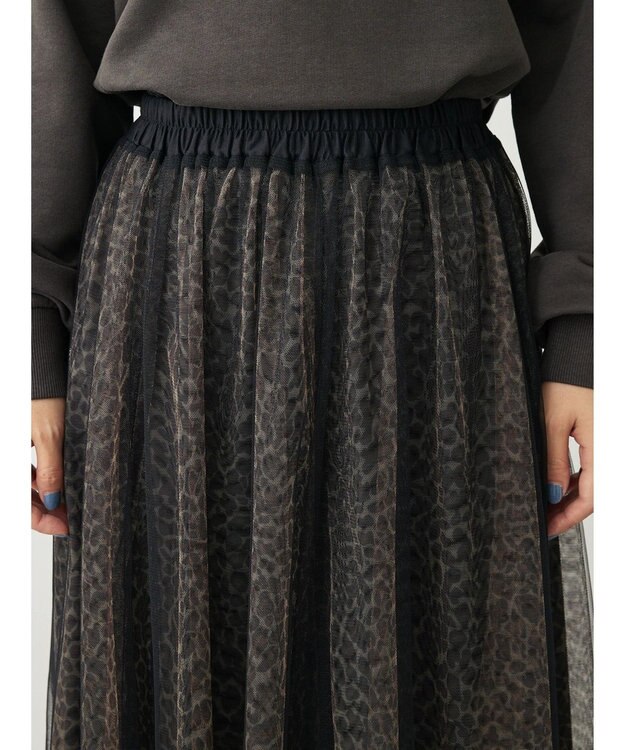 Green Parks ＳＥＴ２点　リバーシブルチュールスカート＋ペチスカート Leopard
