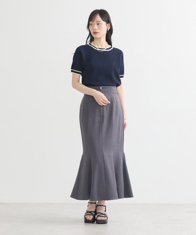 earth music&ecology フロントジップマーメイドスカート Gray