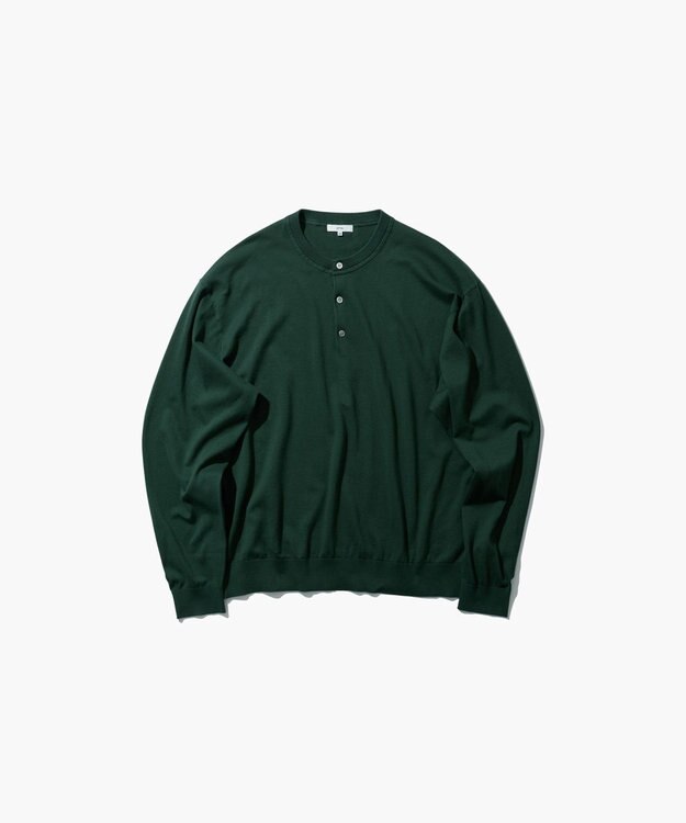 ATON SMOOTH SUVIN | ヘンリーネックセーター - UNISEX GREEN