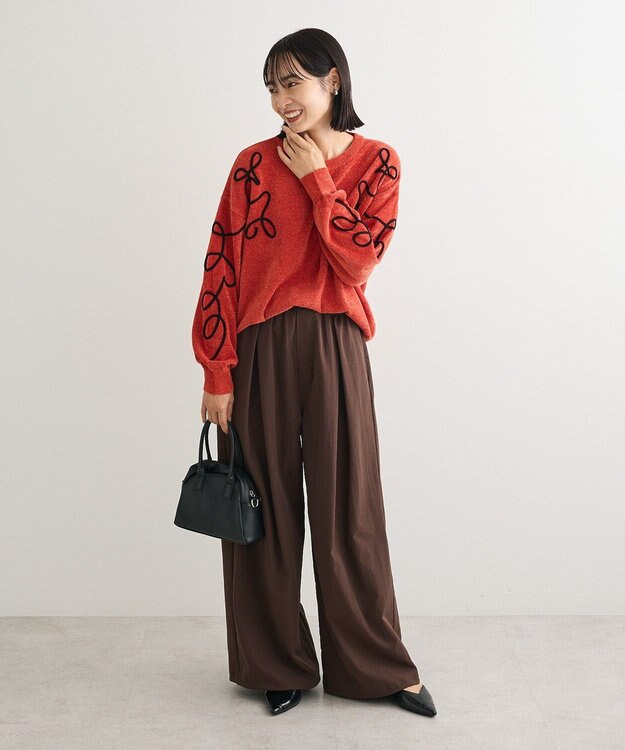 Green Parks 刺繍コードニットプルオーバー Orange