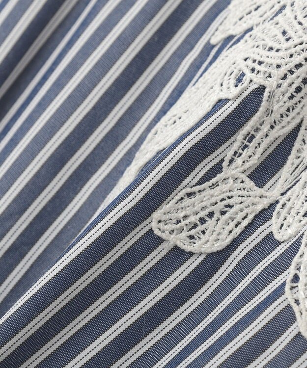 YECCA VECCA フラワーレースカシュクールワンピース Stripe