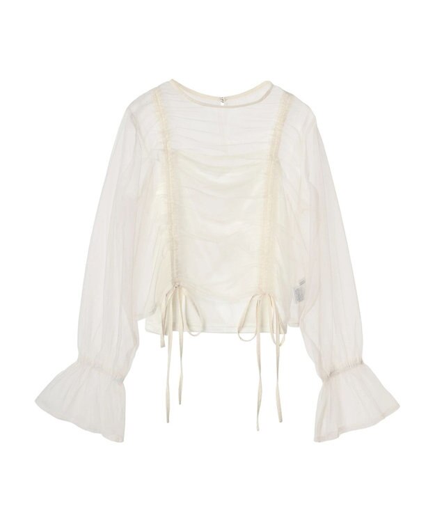 Green Parks ・ＥＬＥＮＣＡＲＥ　ＤＵＥ　チュールギャザーブラウス Ivory