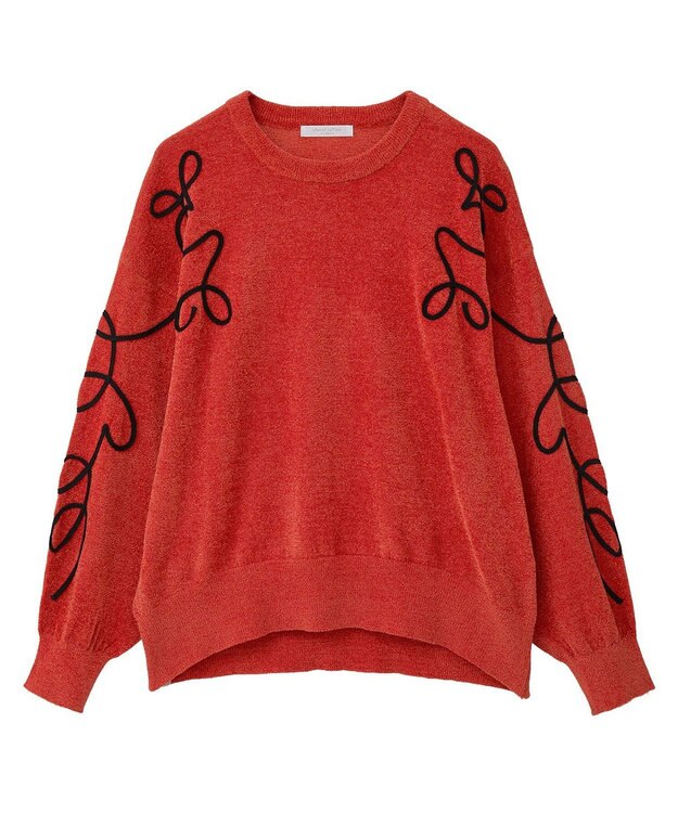 Green Parks 刺繍コードニットプルオーバー Orange