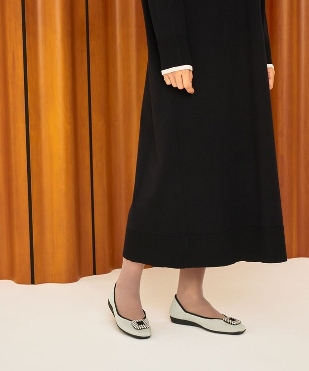 steppi 【洗える/撥水】ビジュー付 スクエア パンプス シルバー