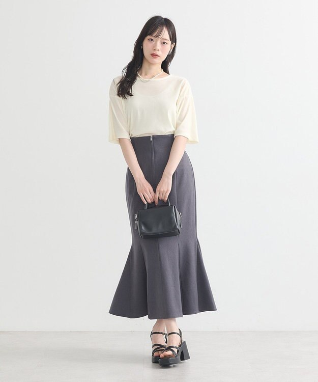 earth music&ecology フロントジップマーメイドスカート Gray