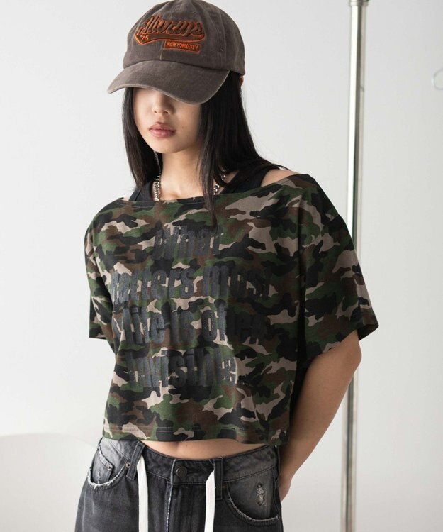 WEGO グラフィックオフショルショートT 柄1