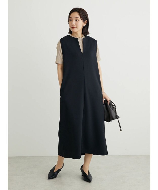 Green Parks キーネックダンボールジャンスカ Black