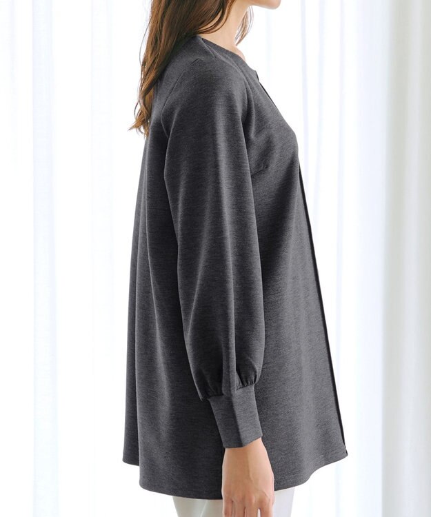 Tiaclasse 【洗える】ボンディングパフスリーブチュニック チャコールグレー