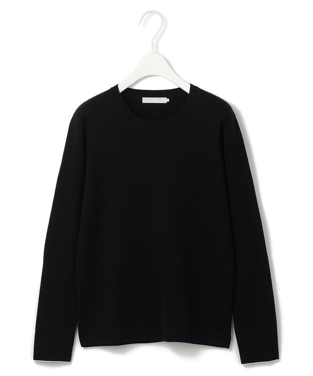 ICB 【洗える】 エクストラファインメリノ クルーネックプルオーバー ブラック系