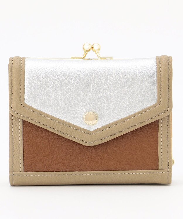 UNBILLION ペルケ perche トリミング配色外ガマ二つ折り財布 ミックスシルバー