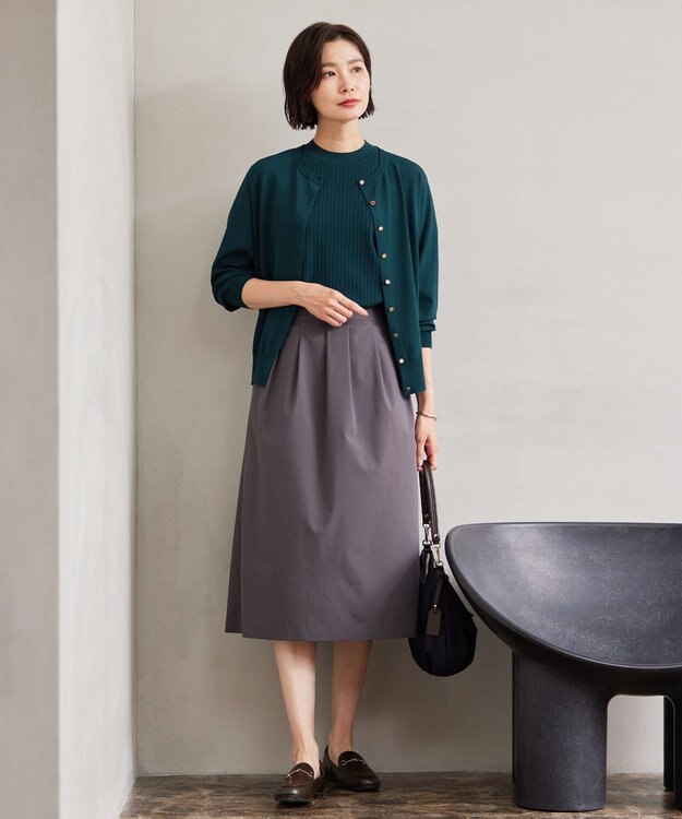 J.PRESS LADIES 【洗える】SOLO ECOタフタ タック スカート グレー系