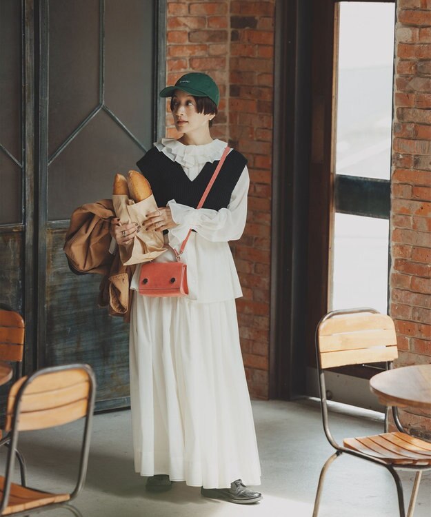 #Newans 【高山都さんコラボ】ダブルギャザーロングスカート ホワイト