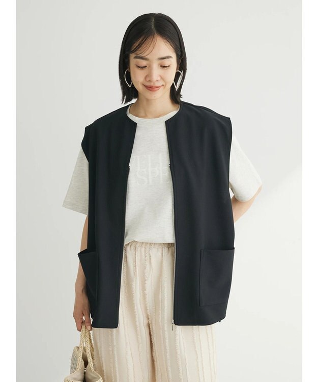 Green Parks フロントＺＩＰカットベスト Black