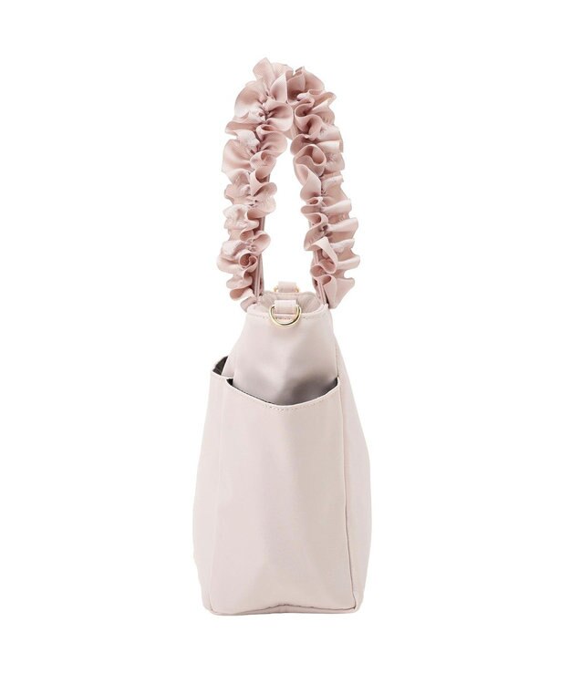 Maison de FLEUR 撥水加工フリルハンドル2Wayトートバッグ Grayish Pink