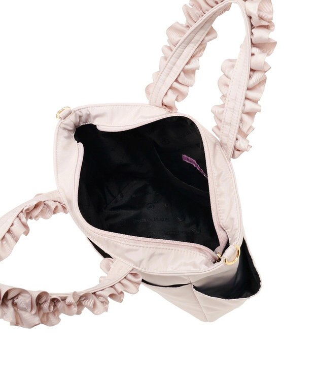 Maison de FLEUR 撥水加工フリルハンドル2Wayトートバッグ Grayish Pink