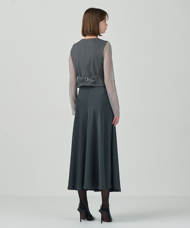 GRACE CONTINENTAL サテンコンビジレワンピース グレー