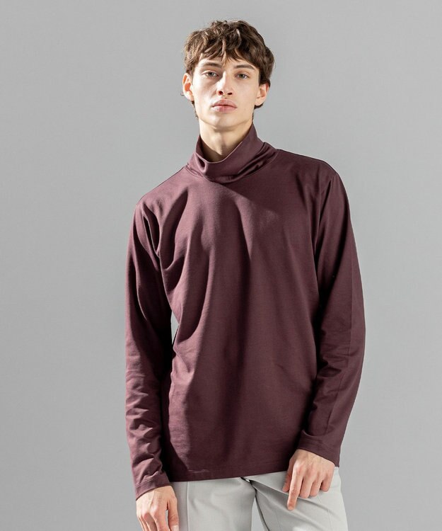 JOSEPH HOMME スビンソフトジャージー　タートルネックカットソー ブラウン系