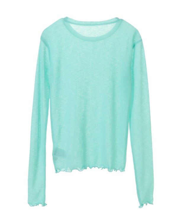 earth music&ecology シアーリブロゴ刺繍プルオーバー Mint Green