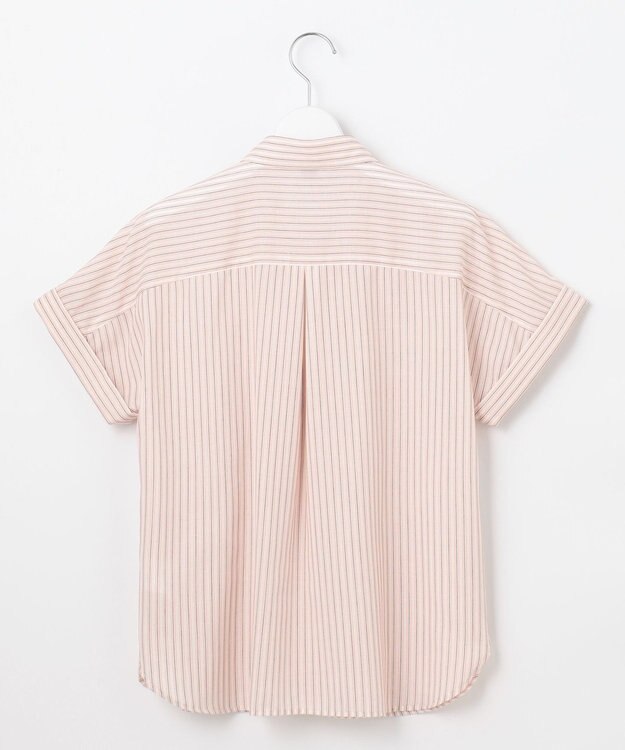 J.PRESS LADIES S 【洗える・接触冷感】ドビー強撚ストライプ シャツ ブラウス オフ×ピンク×ネイビー系