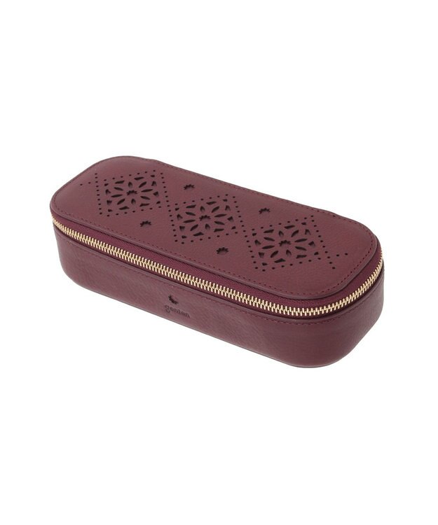 genten アーガイルカットワーク メガネケース ワイン