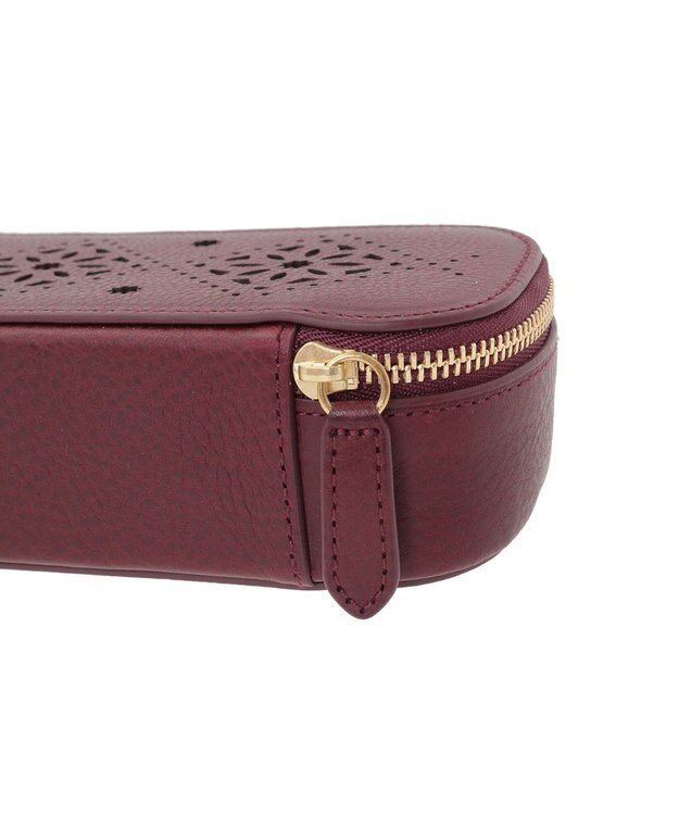 genten アーガイルカットワーク メガネケース ワイン