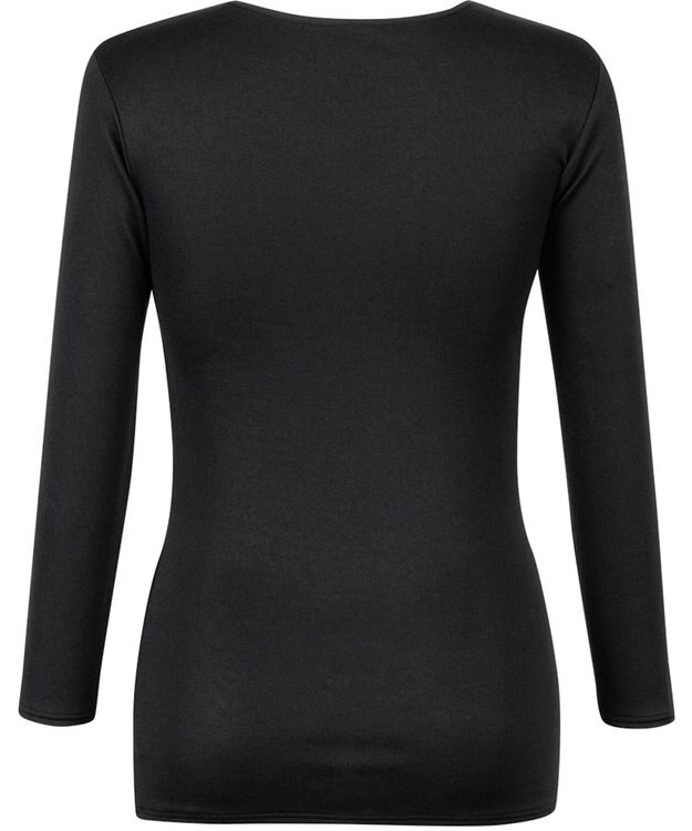 Wing あったかインナー 綿100％(肌側) 軽い ネックせまめ 8分袖 長袖 秋 冬 EL2950 ウイング／ワコール ブラック