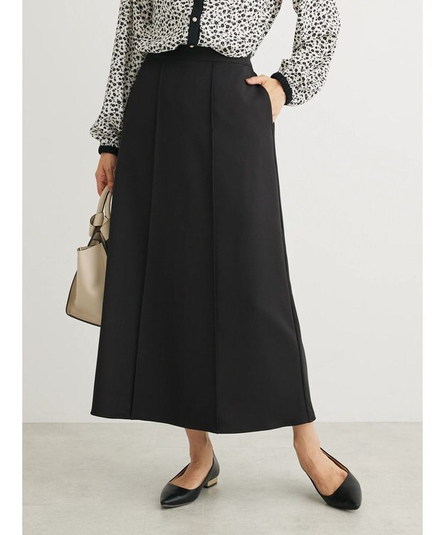 Green Parks きれいシルエット裾フレアスカート Black