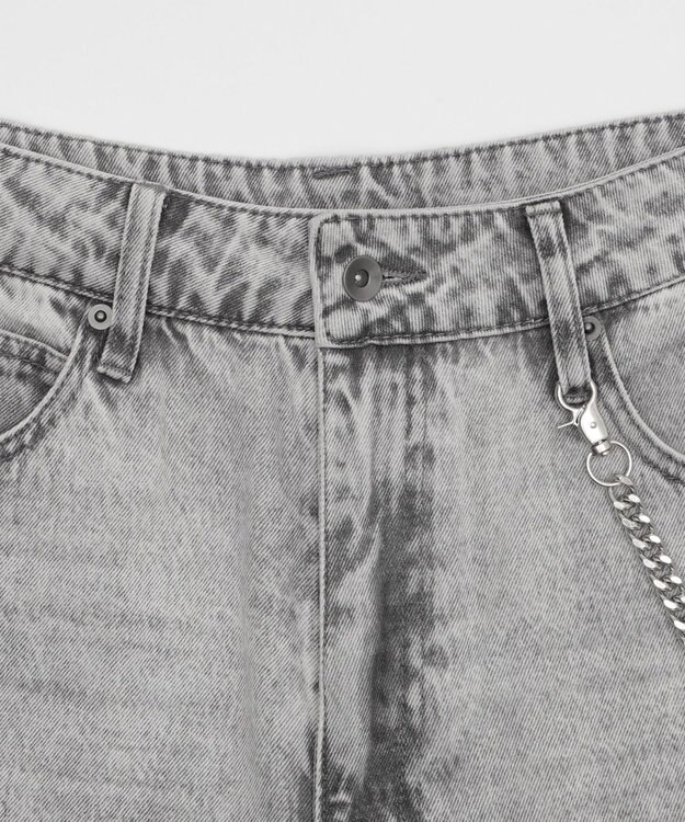 WEGO 【ユニセックス着用ITEM】チェーン付きスーパーバギーデニムショーツ グレー