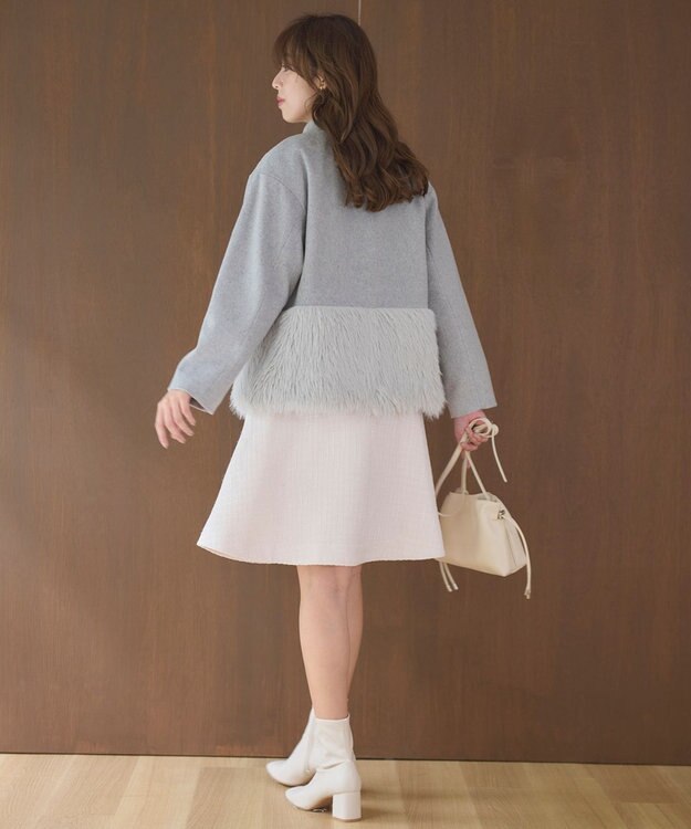 Feroux ウール混 ショートコート ライトグレー系