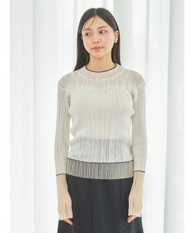 earth music&ecology シアー配色リブプルオーバー White