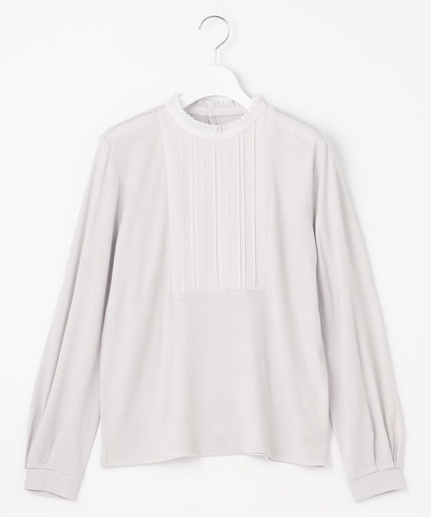 J.PRESS LADIES ウォッシャブルウール フリルネック カットソー ベージュ系