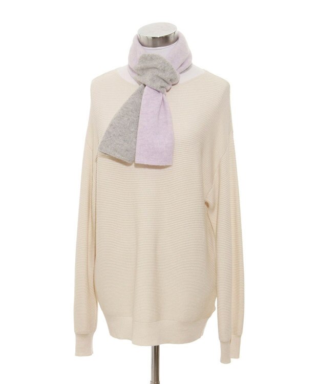 MOONBAT 【洗える】mila schon カシミヤ100%バイカラープチマフラー ラベンダー