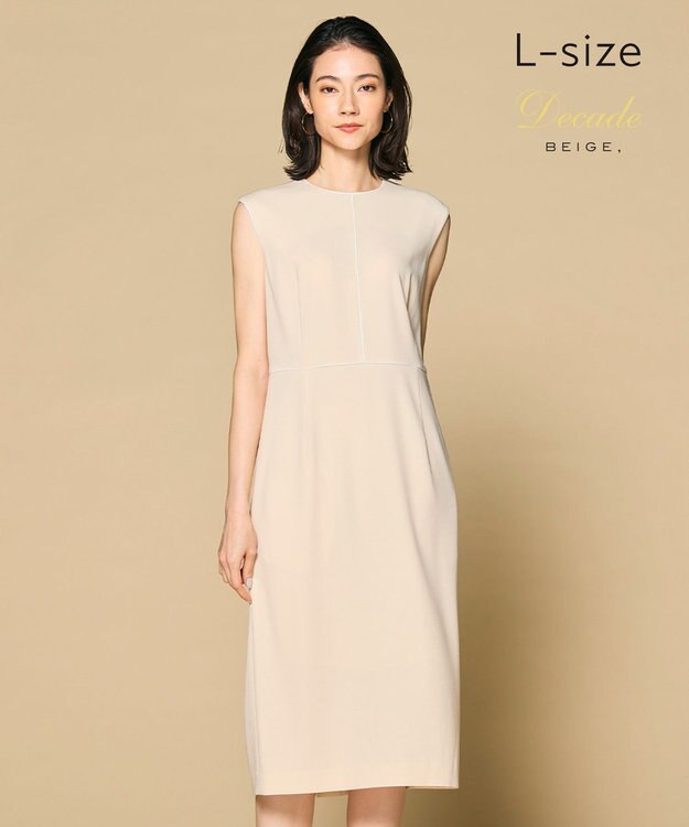 BEIGE， 【洗える・L-size】CINDY / クルーネックドレス Seer Orange × White