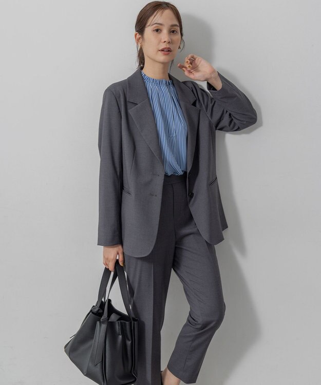 組曲 S ライトデシンフリル襟 ブラウス ブルー系1