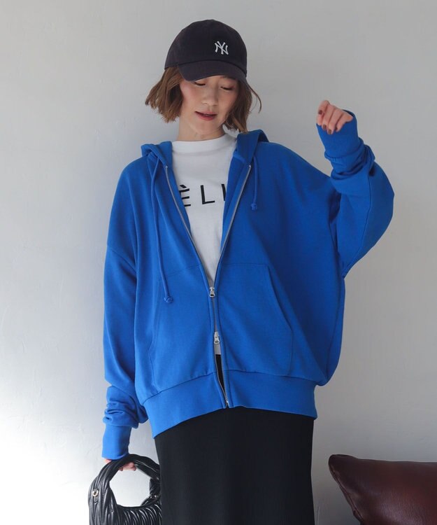 WEGO 【ユニセックス着用ITEM/MLサイズ展開】コンパクトフィットダブルZIPパーカー ブルー