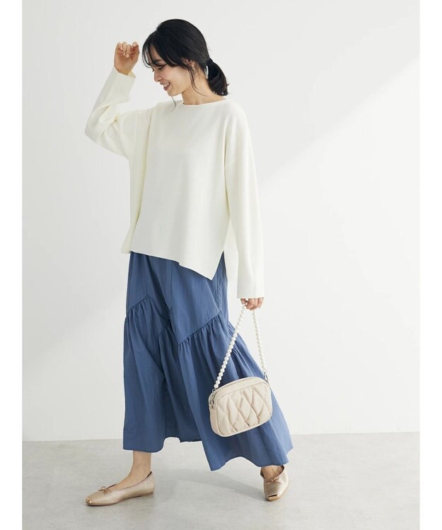 Green Parks 洗える　ボートネックニットプルオーバー Off White