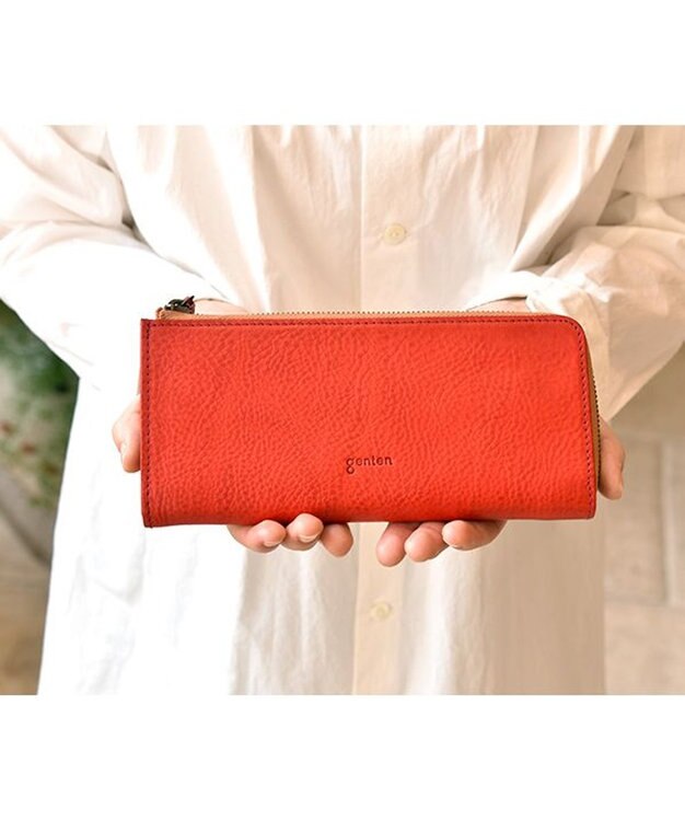 genten トスカ Lファスナー長財布 レッド