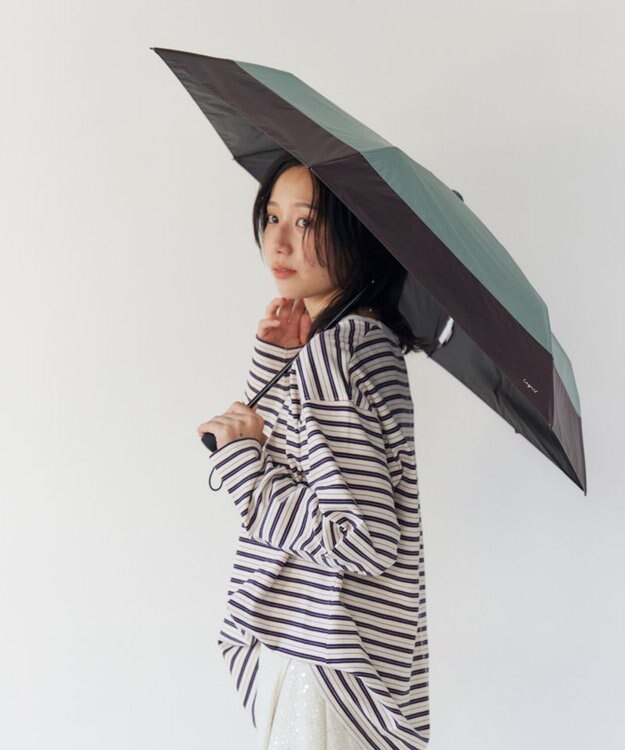AURORA 【Ungrid（アングリッド）】切継ぎロゴプリント晴雨兼用傘（折りたたみ傘） カーキ