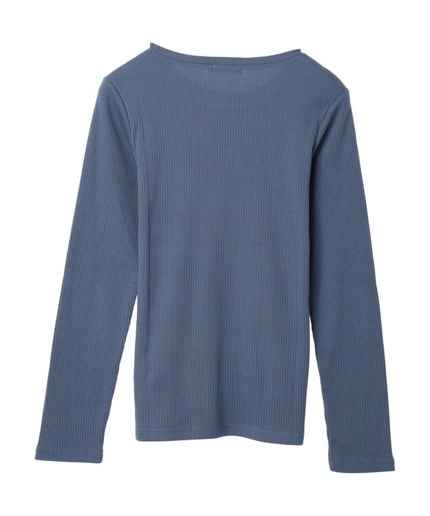 earth music&ecology チェーンリブクルーネックプルオーバー Blue