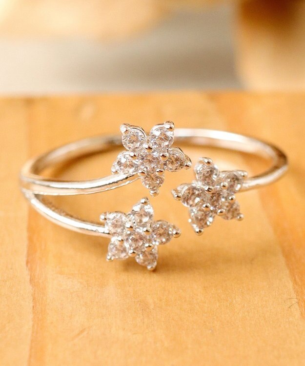 Tiaclasse ボタニカルモチーフストーンリング シルバーB