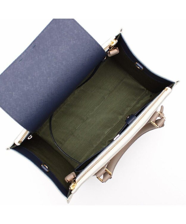 A.D.M.J. 【牛革】モーツァルト/スパニッシュレザーバイカラーWジップトートM ムーン/カラメル