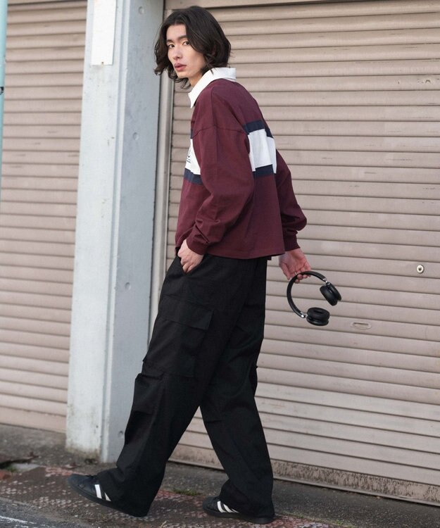 WEGO 【ユニセックス着用ITEM】ステッチロゴラガーシャツ ワイン