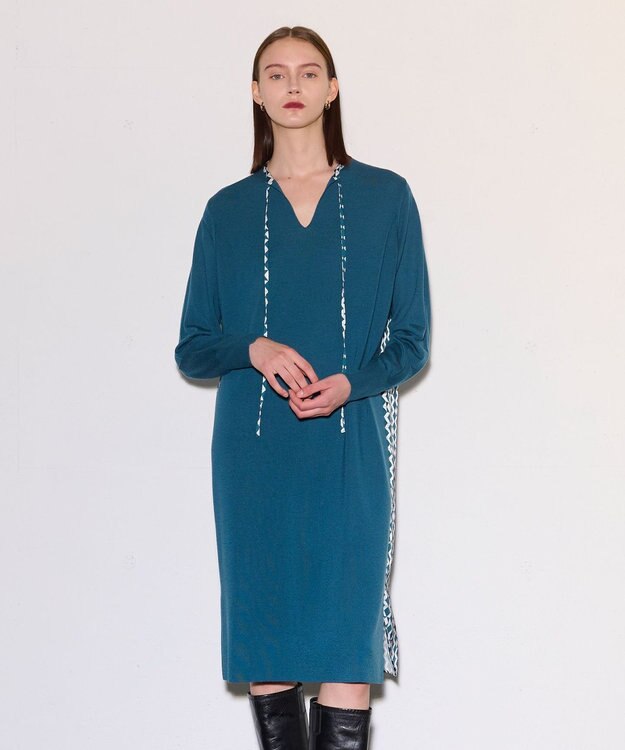 JOSEPH ダイヤゴナルプリント×ニット　ドレス Dark Teal